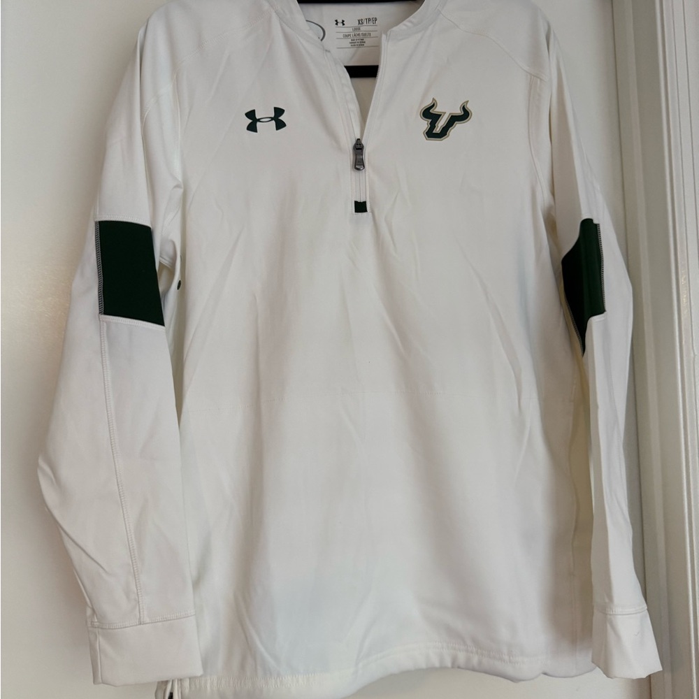 USF men’s Under Armour White and Green Zip Jacket